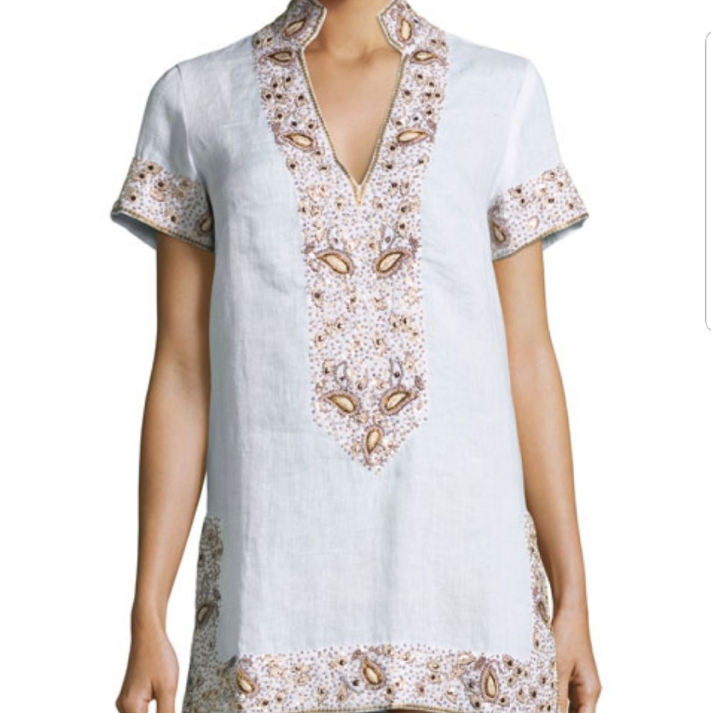 NEW Flora Bella Viceroy Beaded Linen Tunic